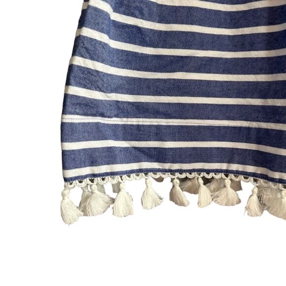 Eliza J Blue & White Striped Cotton Short Sleeve Tassel Pocket Dress Women Sz 0 - Picture 3 of 8